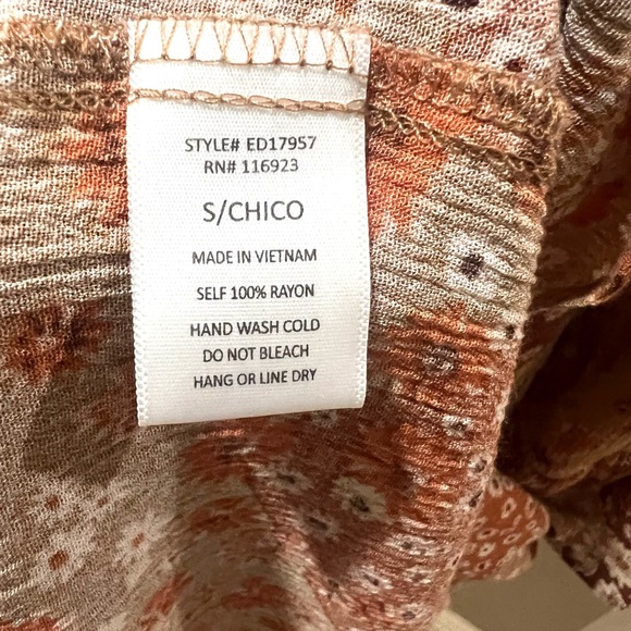 Easel Boho Midi Dress Bell Sleeve Floral Patch 100% rayon SZ S EUC - Picture 6 of 8